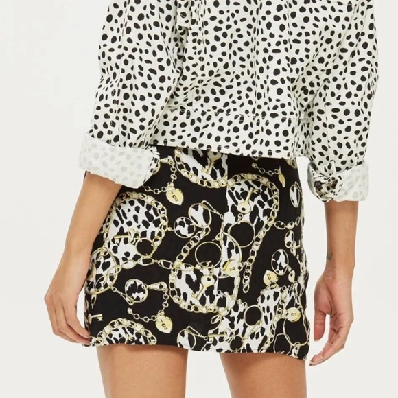 Topshop Leopard Print And Chain Twist Front Mini Skirt size‎ 8 - Picture 3 of 9